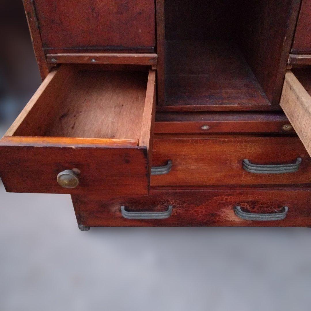 ヴィンテージ木製 からくり簞笥 茶箪笥 昭和レトロ 大正ロマン アジアン家具