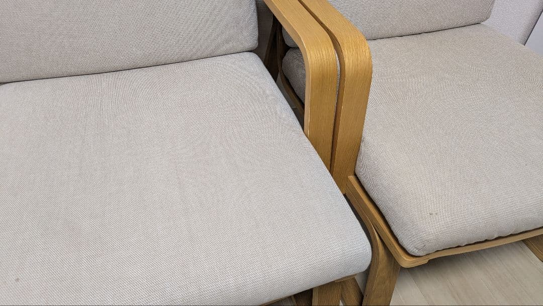 【引取限定_兵庫県】リビングでもダイニングでも使えるソファチェア2脚セット