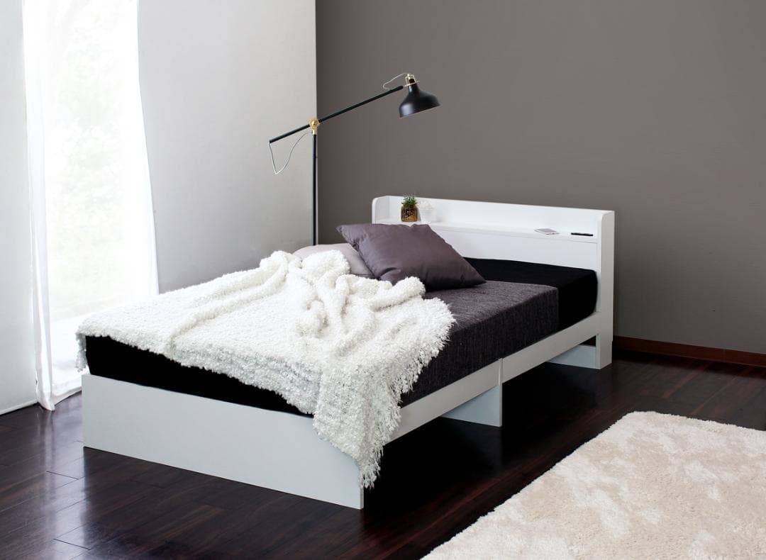 【ダブル　ホワイト】シンプルでスタイリッシュなベッド＜フレームのみ＞