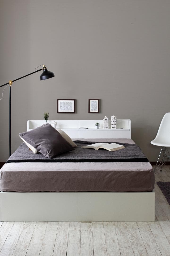 【ダブル　ホワイト】シンプルでスタイリッシュなベッド＜フレームのみ＞