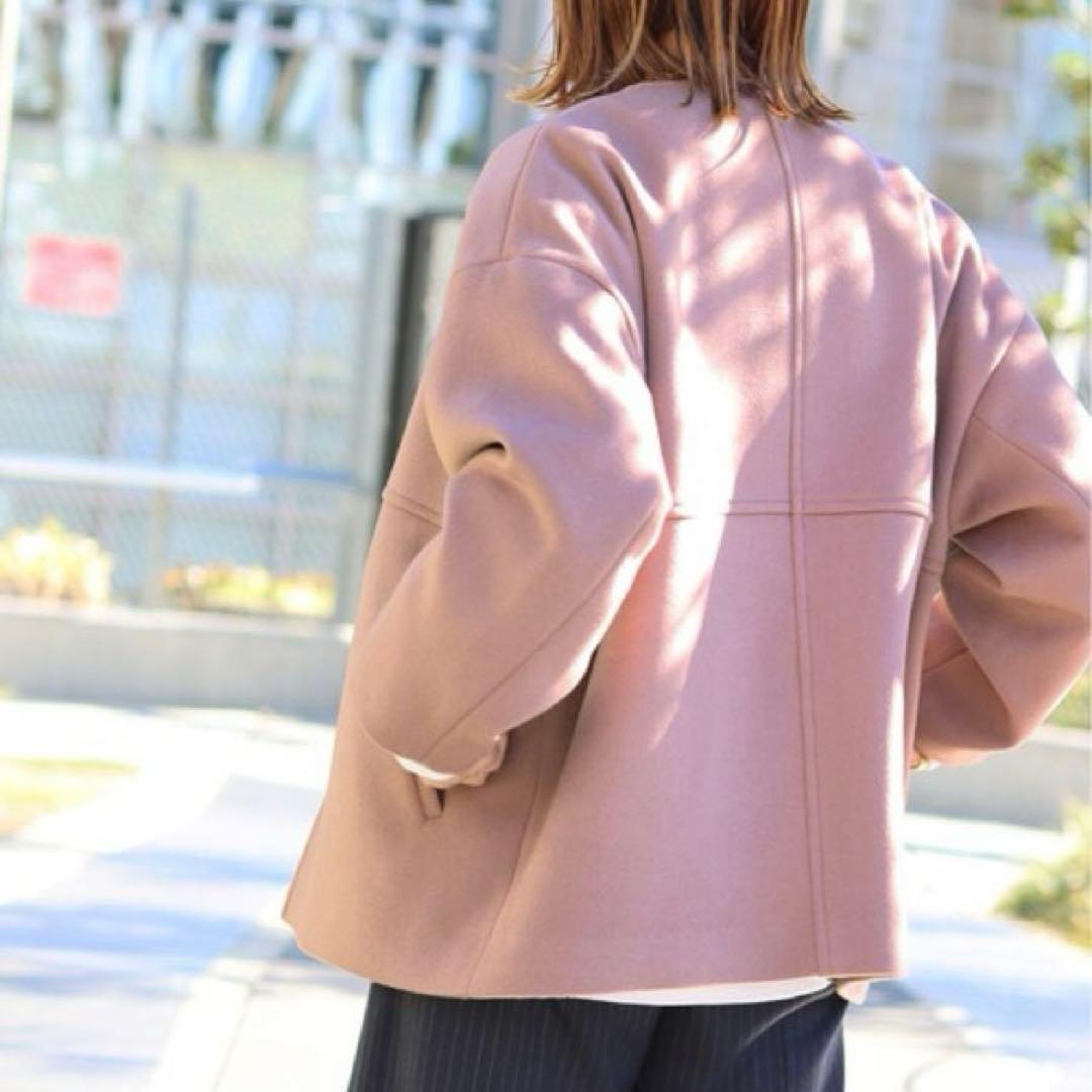 ジャーナルスタンダード スーパー140ビーバーノーカラーショートコート