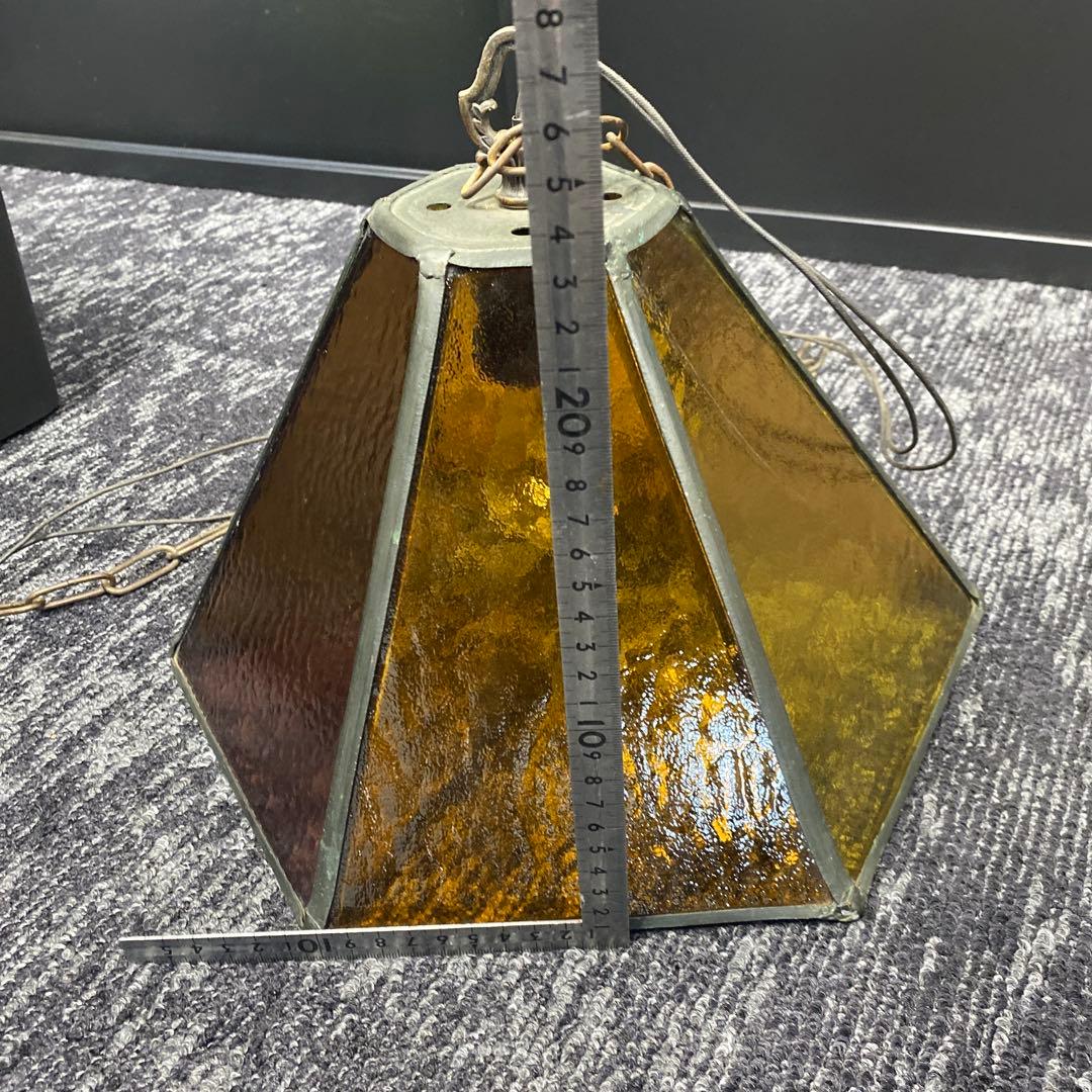 昭和レトロ　ステンドグラス　ペンダントライト　色ガラス　レトロ　ヴィンテージ