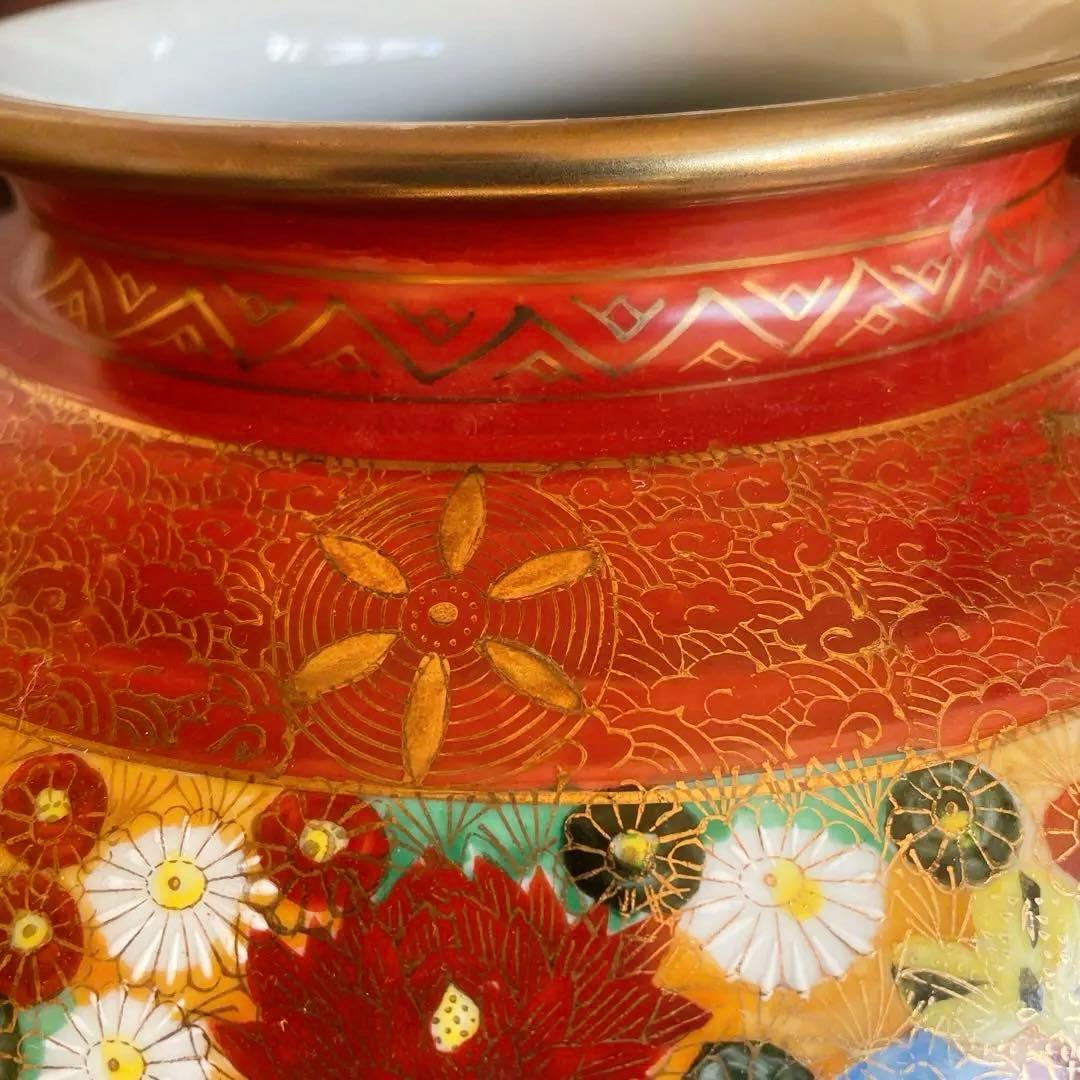 九谷焼　金彩　色絵　大きな壺　花器