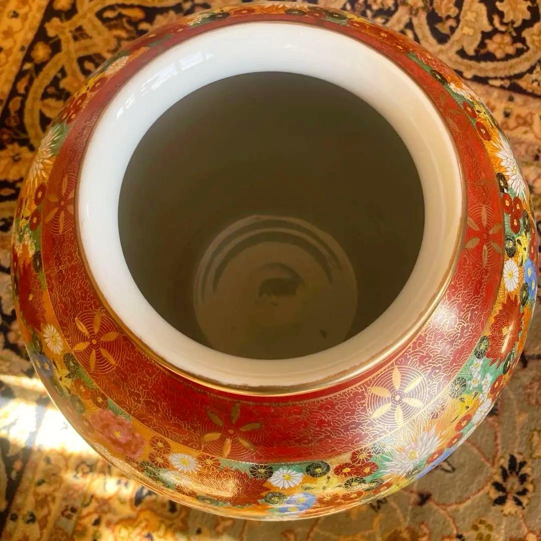 九谷焼　金彩　色絵　大きな壺　花器