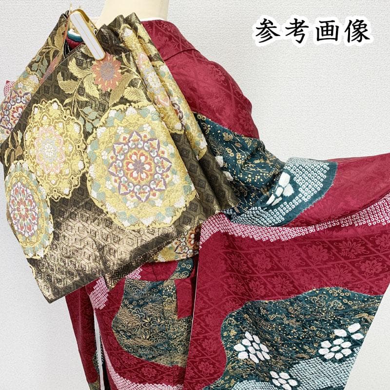 512z50☆振袖 身幅広め 古典柄 絞り染 金駒刺繍☆美品 成人式 結婚式