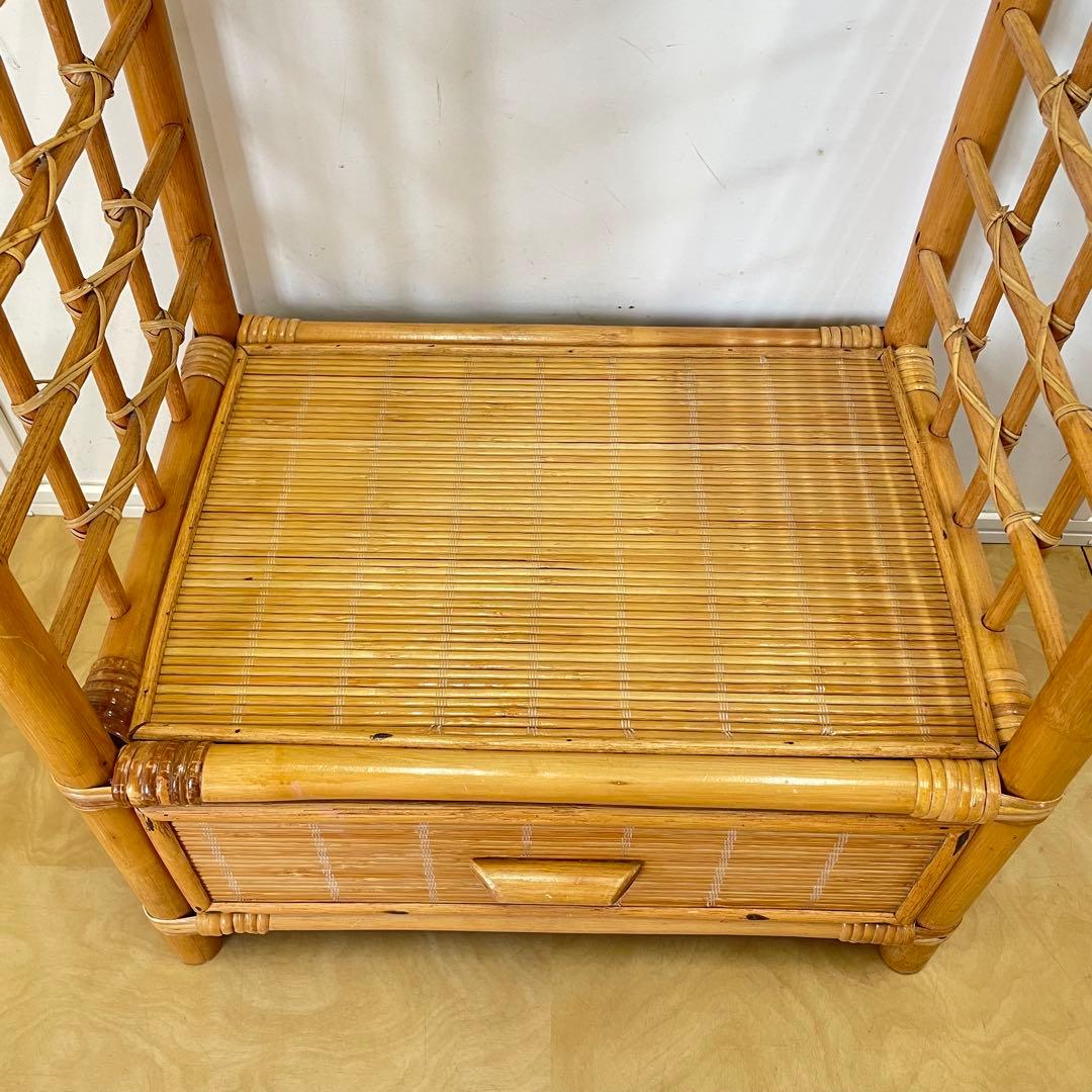 籐ラタン アーチ型 ハンガーラック コートハンガー 引き出し ビンテージ