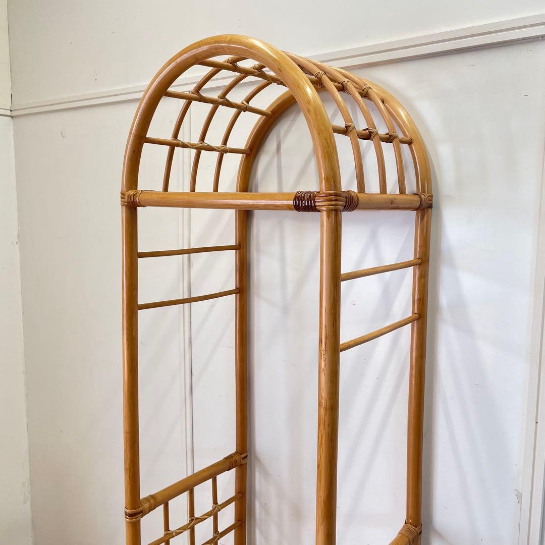 籐ラタン アーチ型 ハンガーラック コートハンガー 引き出し ビンテージ