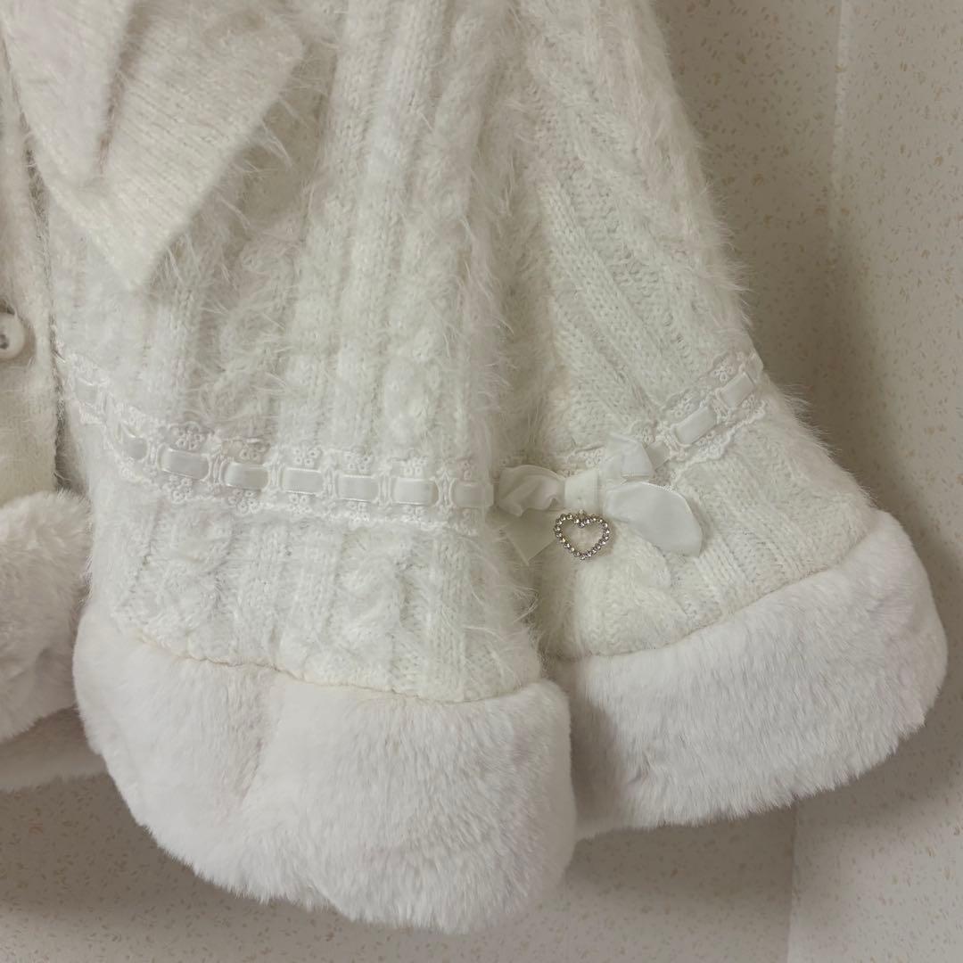 LIZLISA リズリサ　ポンチョ　白　ファー　リボン