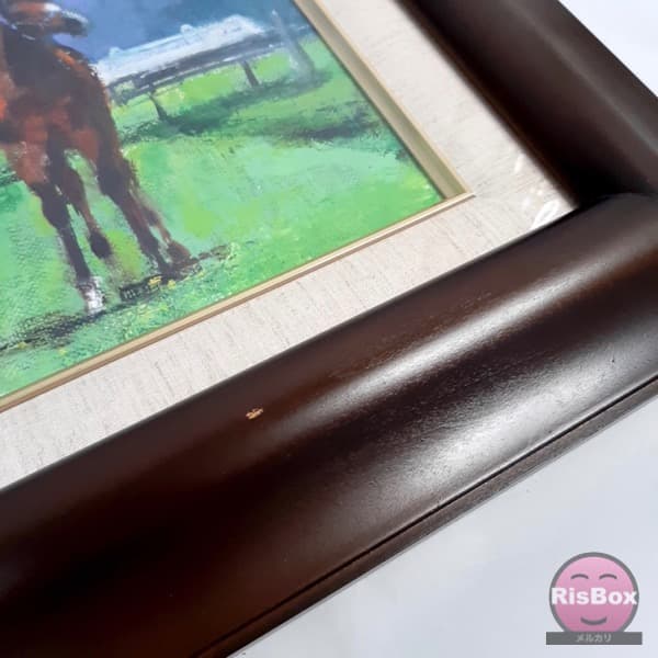 【うま年SALE】馬　油絵　10号　額縁と油絵　午年