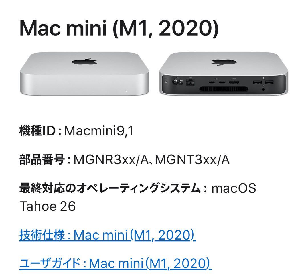 美品　M1 Mac mini 16GB 2TB