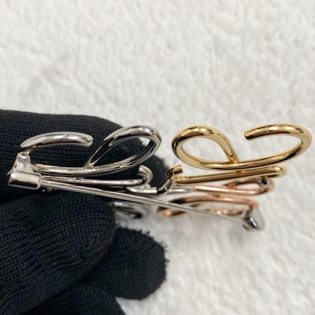 【極美品】ロエベ アナグラム ブローチ マルチカラー シルバー ゴールド