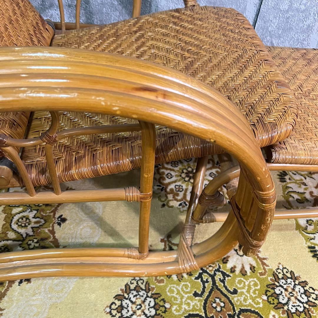 ꧁籐家具꧂ラタン リクライニングソファ 1人掛けソファ 昭和レトロ アジアン