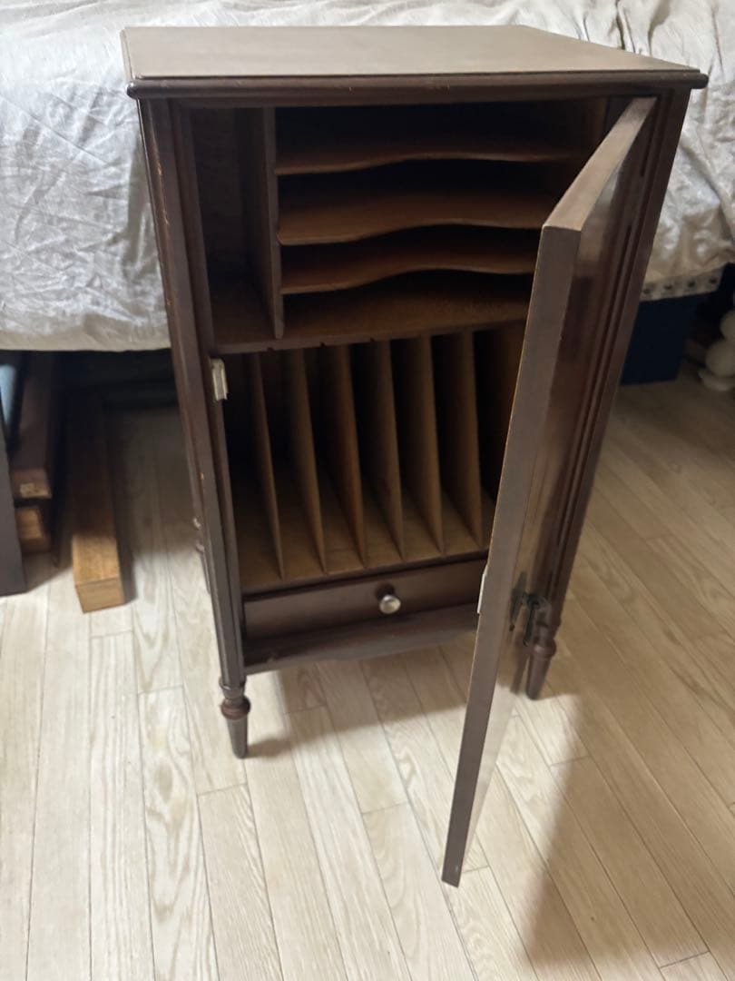レコード　キャビネット　木目　蓄音機　棚　SP 和家具　四つ脚　50‘s