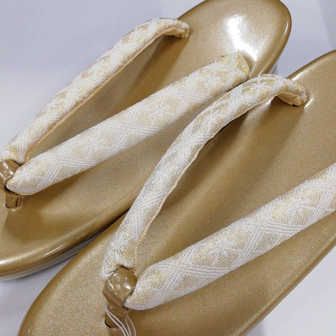 新品未使用 礼装用 佐賀錦ゴールド系草履バッグセット　フリーサイズ OL-1