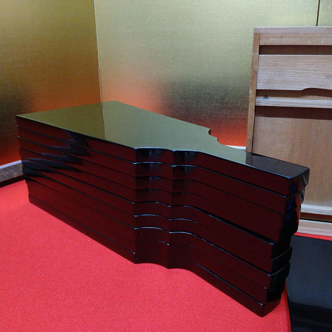 Ａ958 輪島塗 高級漆塗 懐石膳 羽子板形 羽子板膳 会席膳 木箱入 十膳