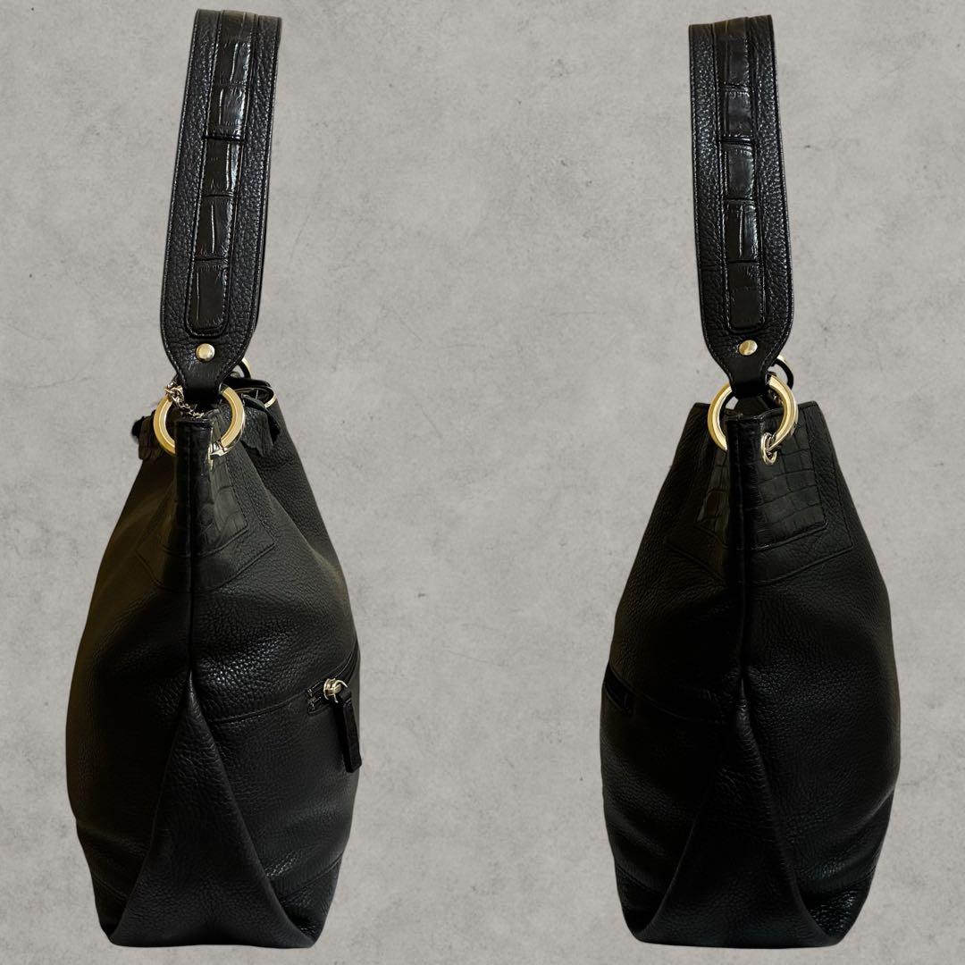 BEAUGRAND ボーグラン ショルダーバッグ JRA認定 クロコダイル 黒