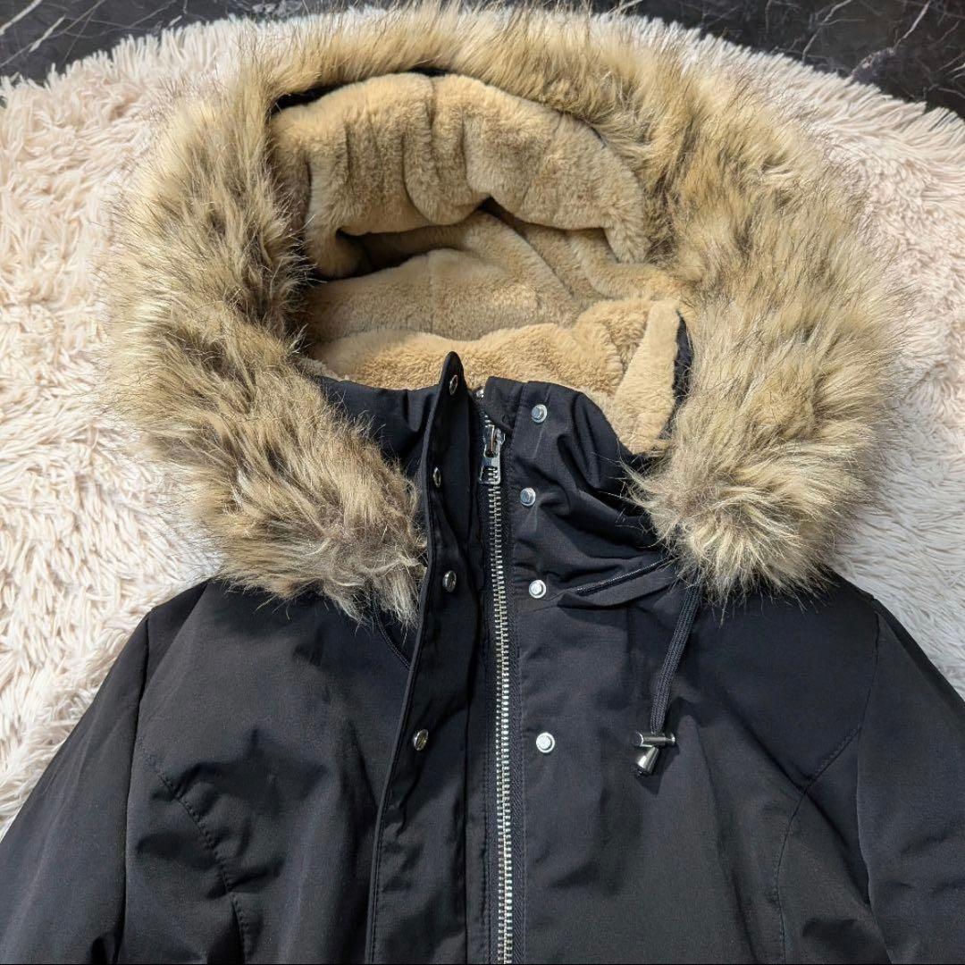 【極美品】ZARA モッズコート 黒 ファー 極暖 L