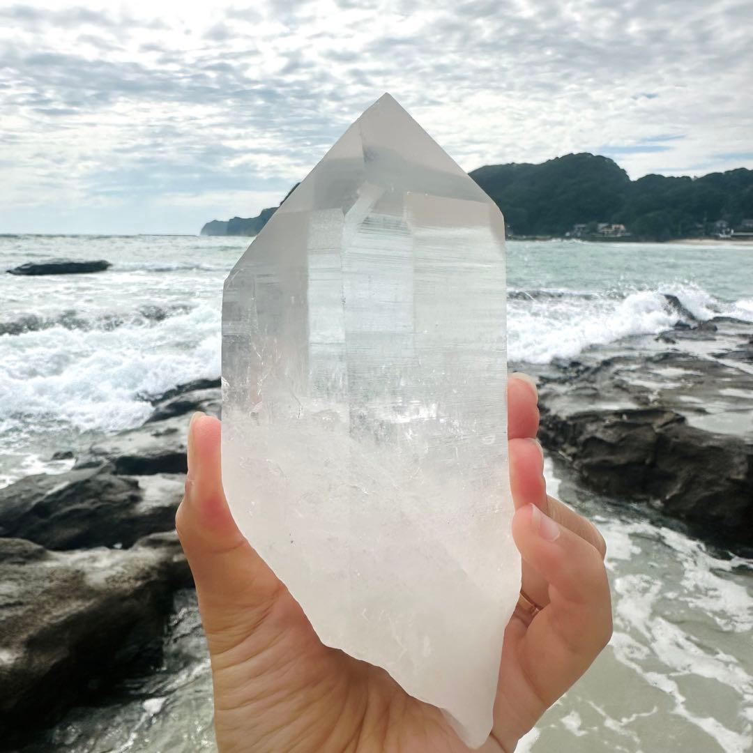 【水晶　ロック クリスタル】　バーコード入り　ビッグポイント　⑤