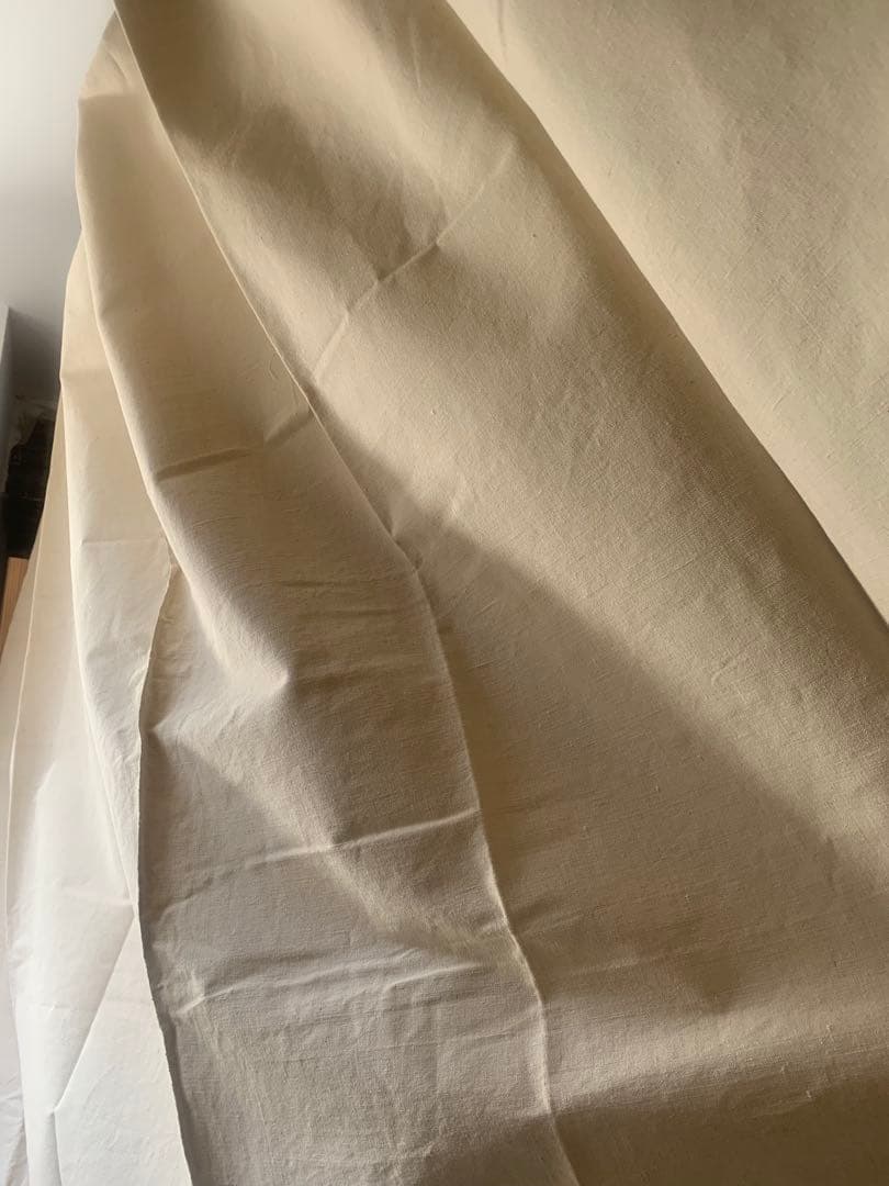 希少超大判 赤刺繍 フランスアンティーク未漂白リネン 二枚はぎ3.4x2.4m