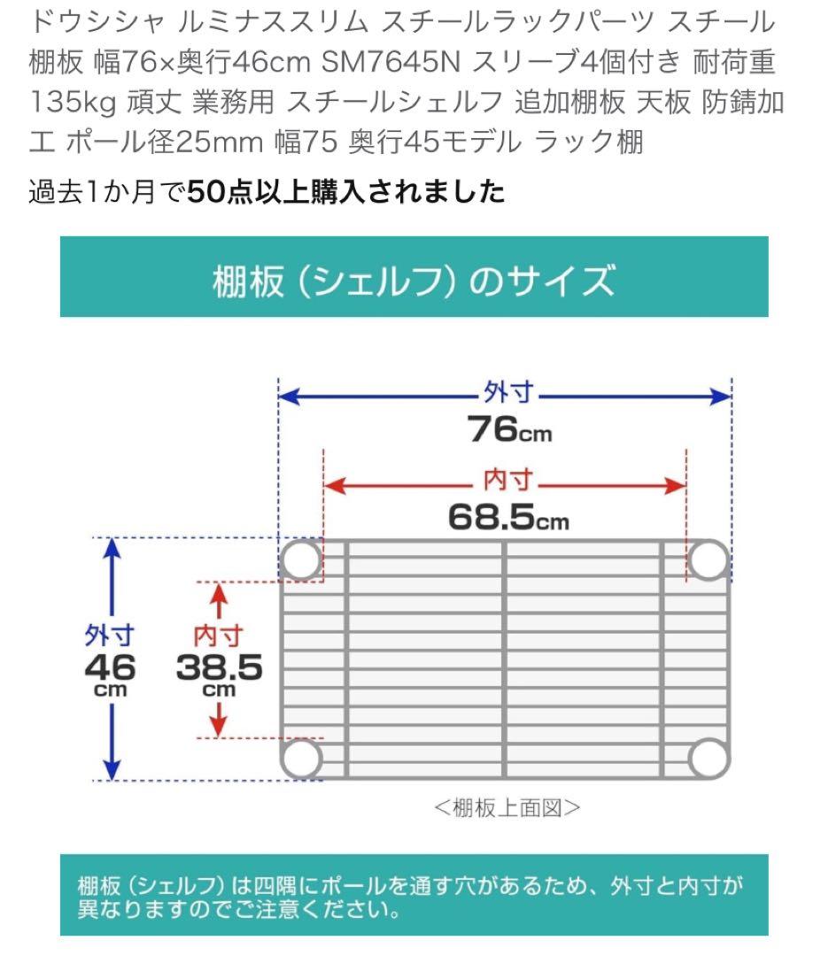 ルミナス〔幅７５×奥行４５〕　プレミアム棚板⓬×１　＆　スタンダード棚板⓭ ×３