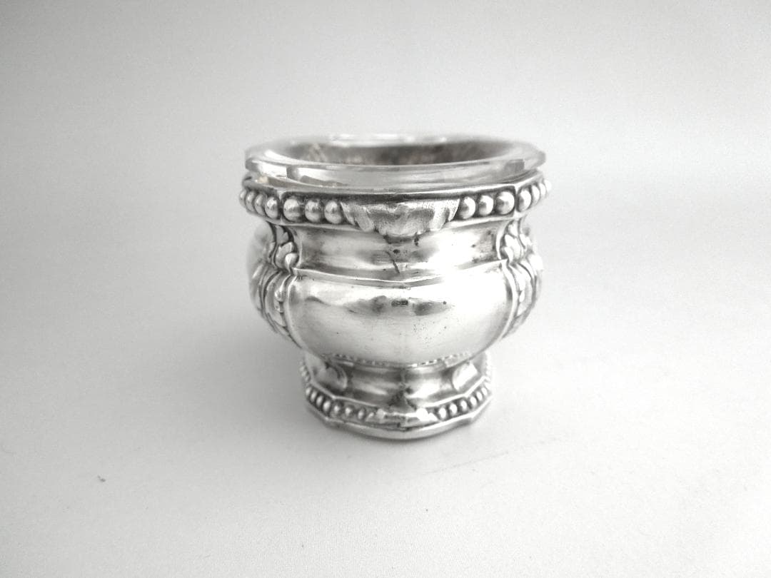 ピュイフォルカ　シルバーガラスボウル　調味料入れ　Puiforcat　純銀