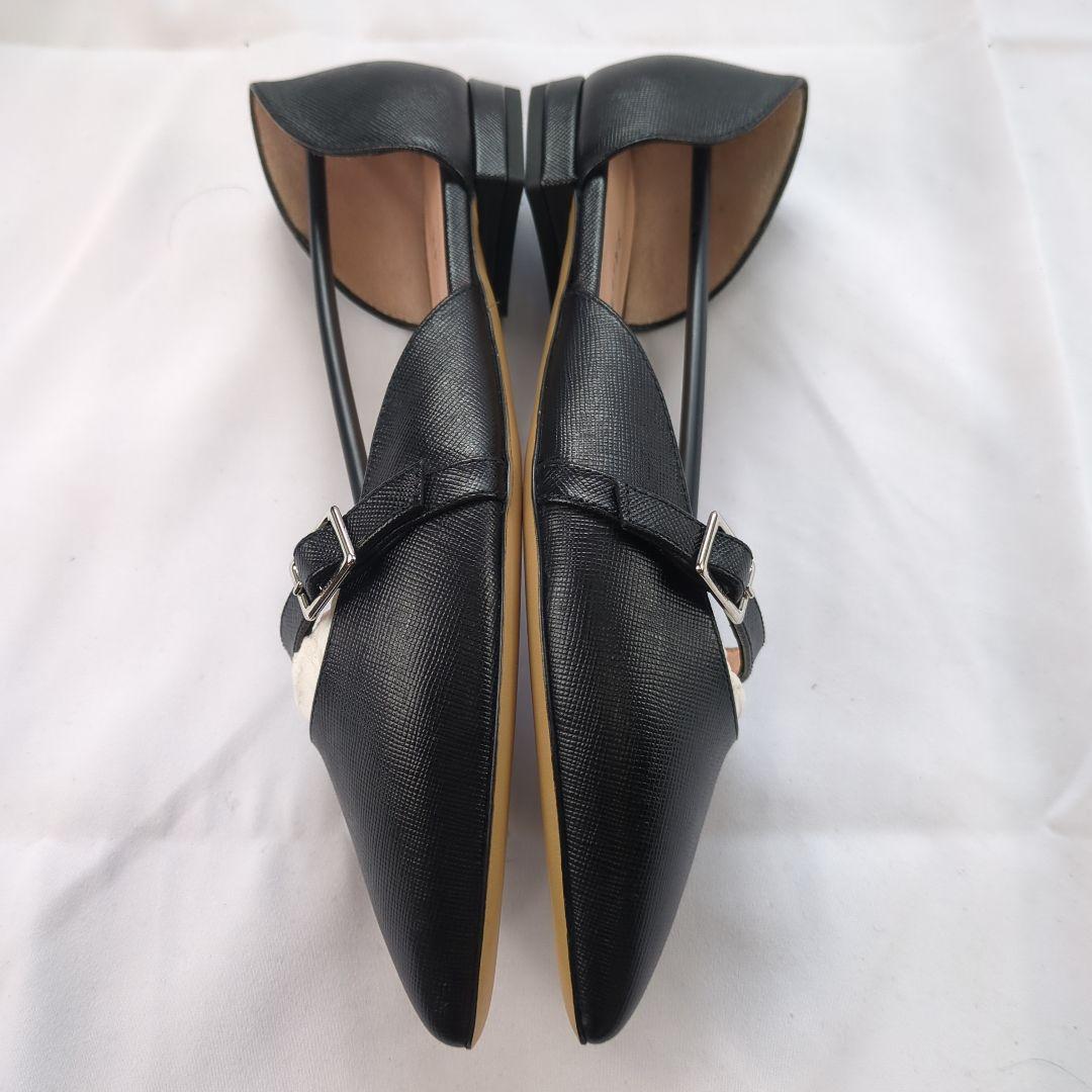 BALLY　バリー　フラットパンプス　レザー　ブラック　未使用級　22.5cm