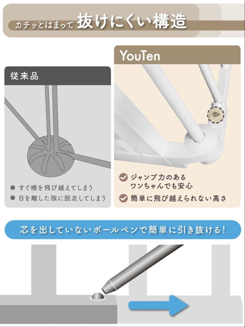 ペットサークル 折りたたみ 8枚 セット ライトグレージュ