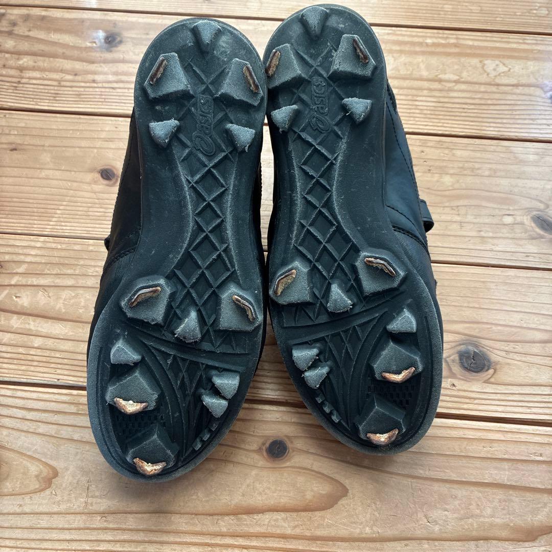 asics ベルクロ式 野球用シューズ 黒