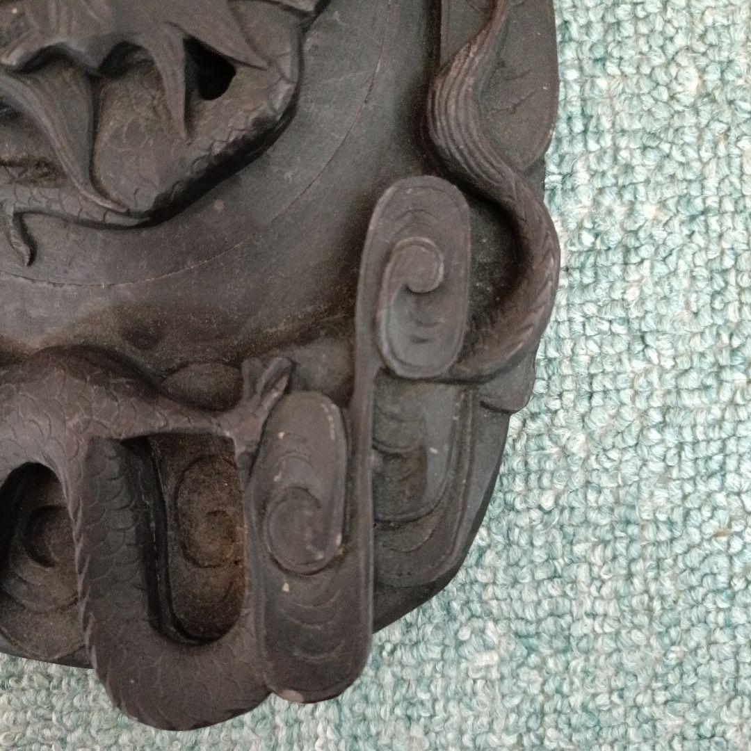 【最終値下げ】中国古美術 彫刻硯 龍彫 寿字 蝙蝠文 書道具 文房四宝 端渓系