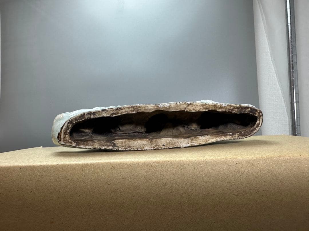 中国美術 文房具 青白磁 筆架 木彫龍 硯 二件