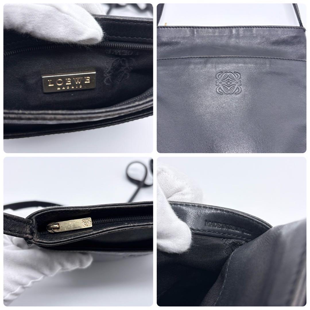 LOEWE ロエべ アナグラム ロゴ レザー ショルダーバッグ ブラック