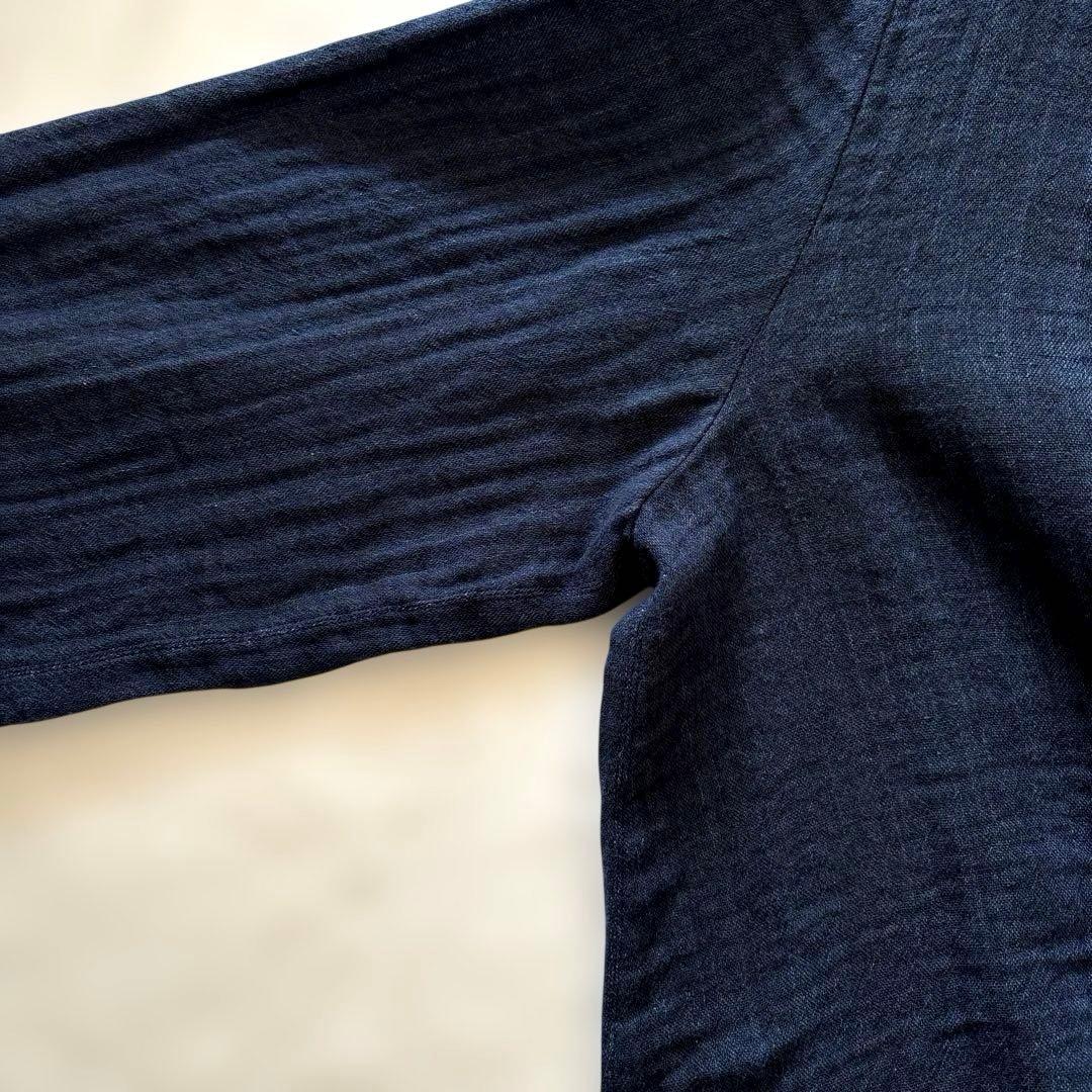 群言堂 根々 石見銀山生活文化研究所 刺繍 インディゴ 藍 シャツ ブラウス