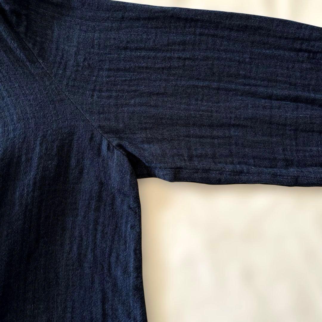 群言堂 根々 石見銀山生活文化研究所 刺繍 インディゴ 藍 シャツ ブラウス