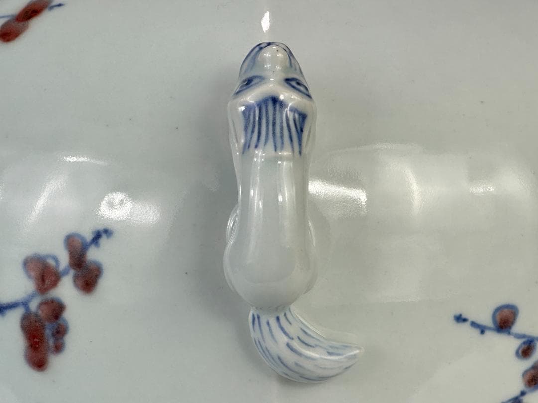 韓国美術　韓国人間国宝　安東五　白磁器　獣耳辰砂染付大花瓶　共箱