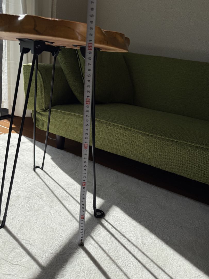 ナチュラルウッド 丸型サイドテーブル-コーヒーテーブル　(一枚板)