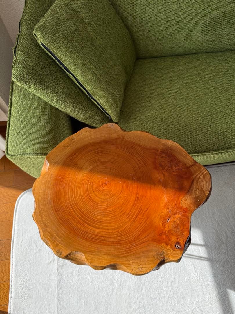 ナチュラルウッド 丸型サイドテーブル-コーヒーテーブル　(一枚板)