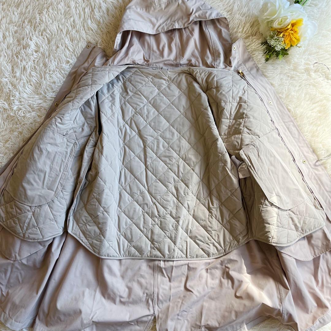 美品 23区 ライナー付き フーディーモッズコート 大きいサイズ 44 ベージュ