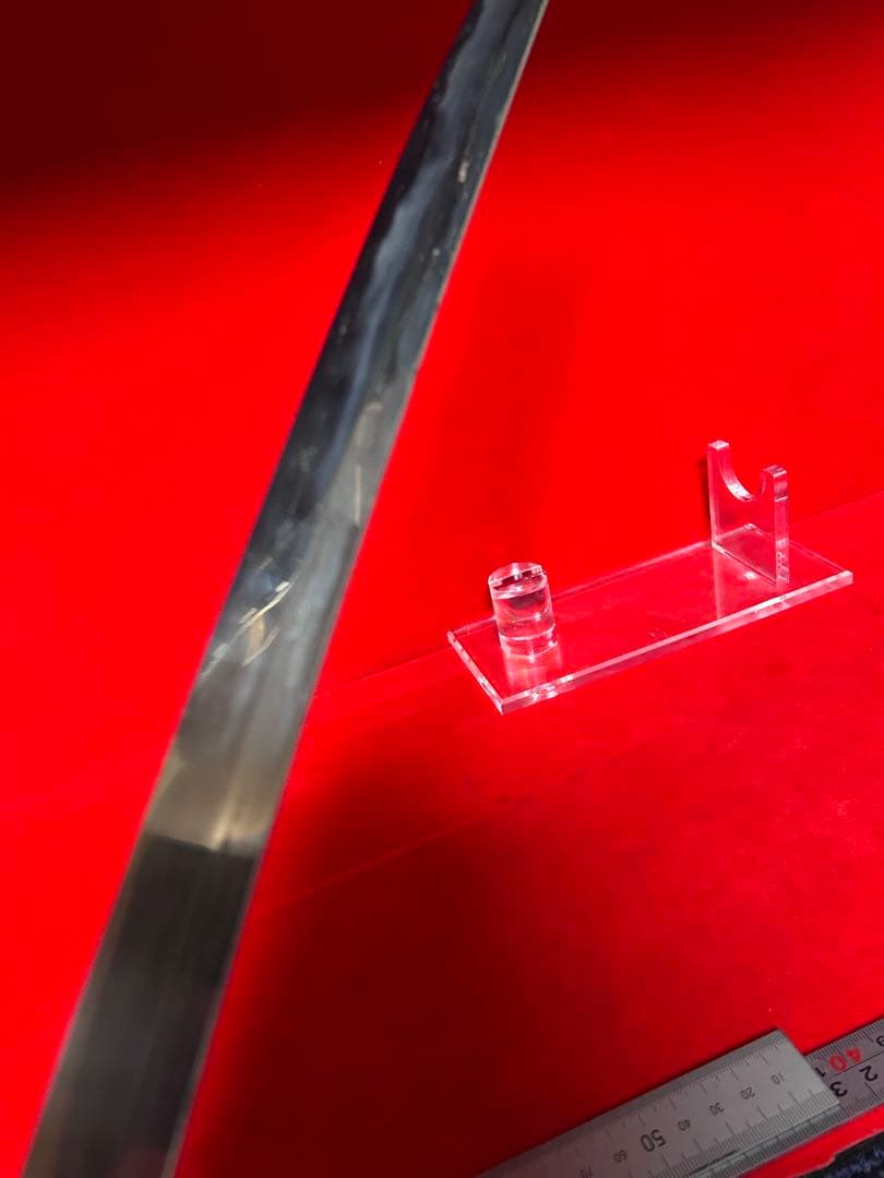 01568 包丁　マグロ包丁　先丸型　両刃　玉鋼　刃文有り　地肌有り　未使用品