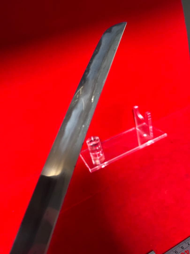 01568 包丁　マグロ包丁　先丸型　両刃　玉鋼　刃文有り　地肌有り　未使用品