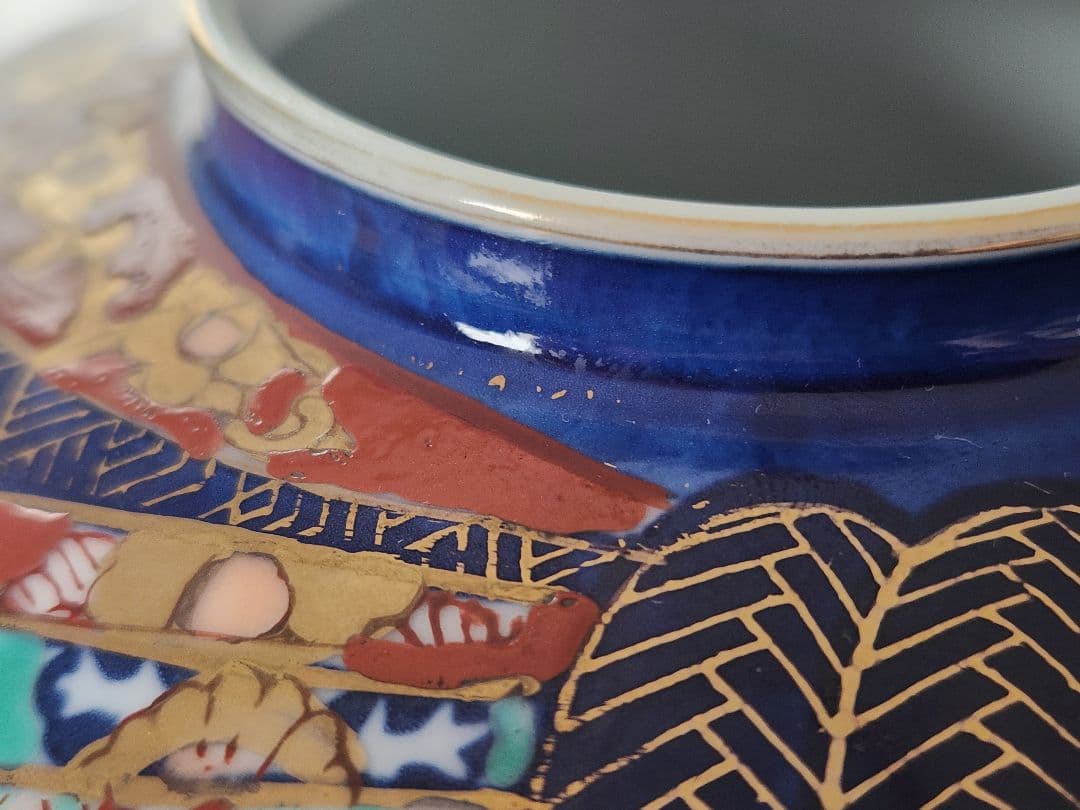 古伊万里　花瓶　壺　有田焼　GOLDIMARI　結び　金襴手　骨董　伊万里焼