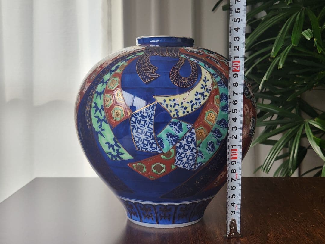 古伊万里　花瓶　壺　有田焼　GOLDIMARI　結び　金襴手　骨董　伊万里焼