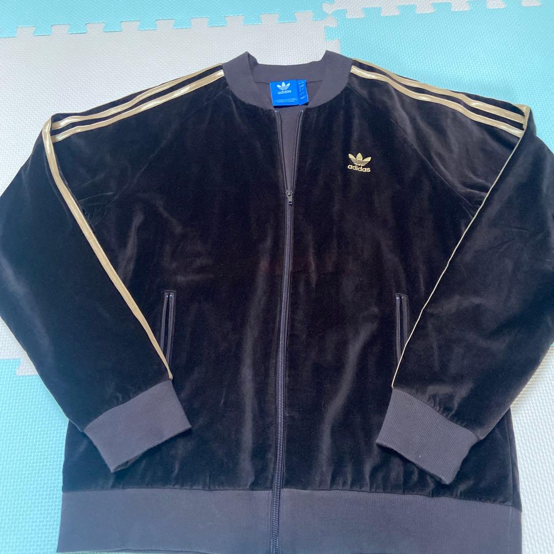 adidasセットアップ　ベロア　ブラウンゴールド上下　トラックジャケット