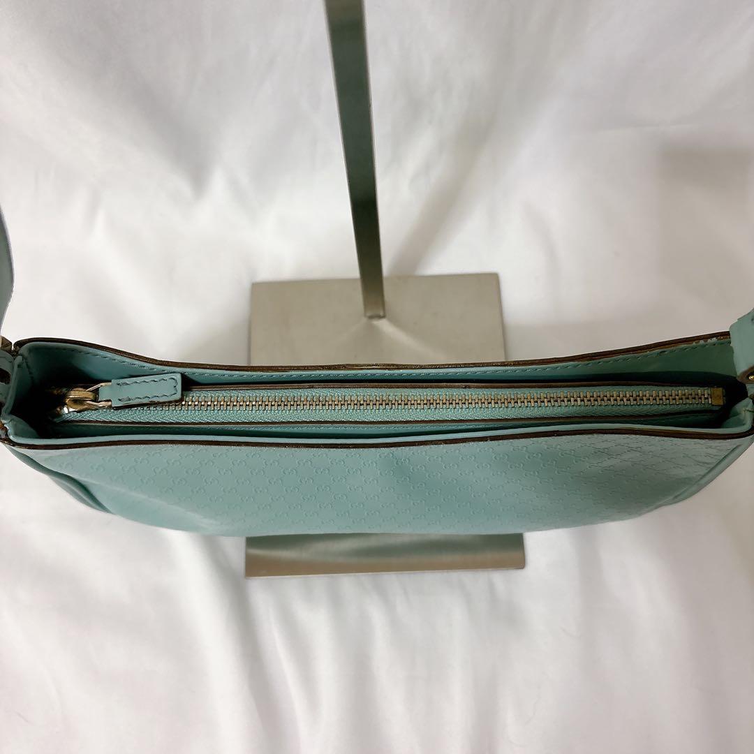 【希少】グッチ アクセサリーポーチ マイクロシマ レザー ブルー ワンショルダー