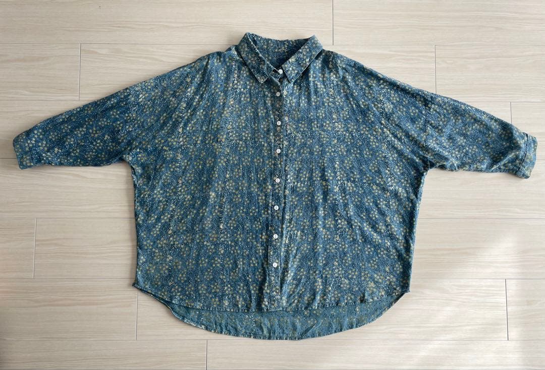 キャリコ アジュラック染め ルーズブラウス ミモザ柄 インド