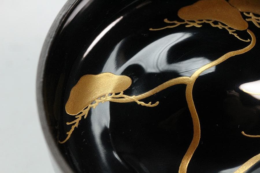 茶道具 竹材 内縁 松竹梅蒔絵 棗 平安 鈴木光入作 共箱 美品K-LC713