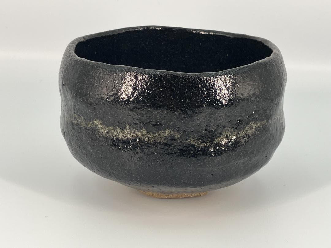 茶道具 抹茶碗 大徳寺 松長剛山 書付 西村紫楽 作 黒楽茶碗 銘「瑞雲」共箱