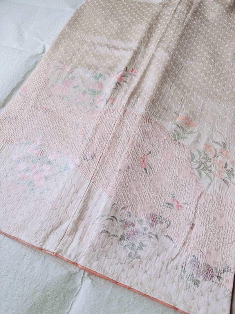 【訳あり特別価格】　正絹　訪問着　総絞り　四季華合わせ