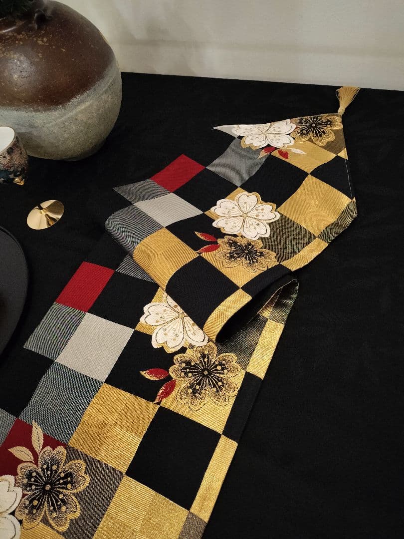 A644★逸品‼️豪華刺繍‼️ひな祭り‼️袋帯正絹テーブルランナー2m16cm