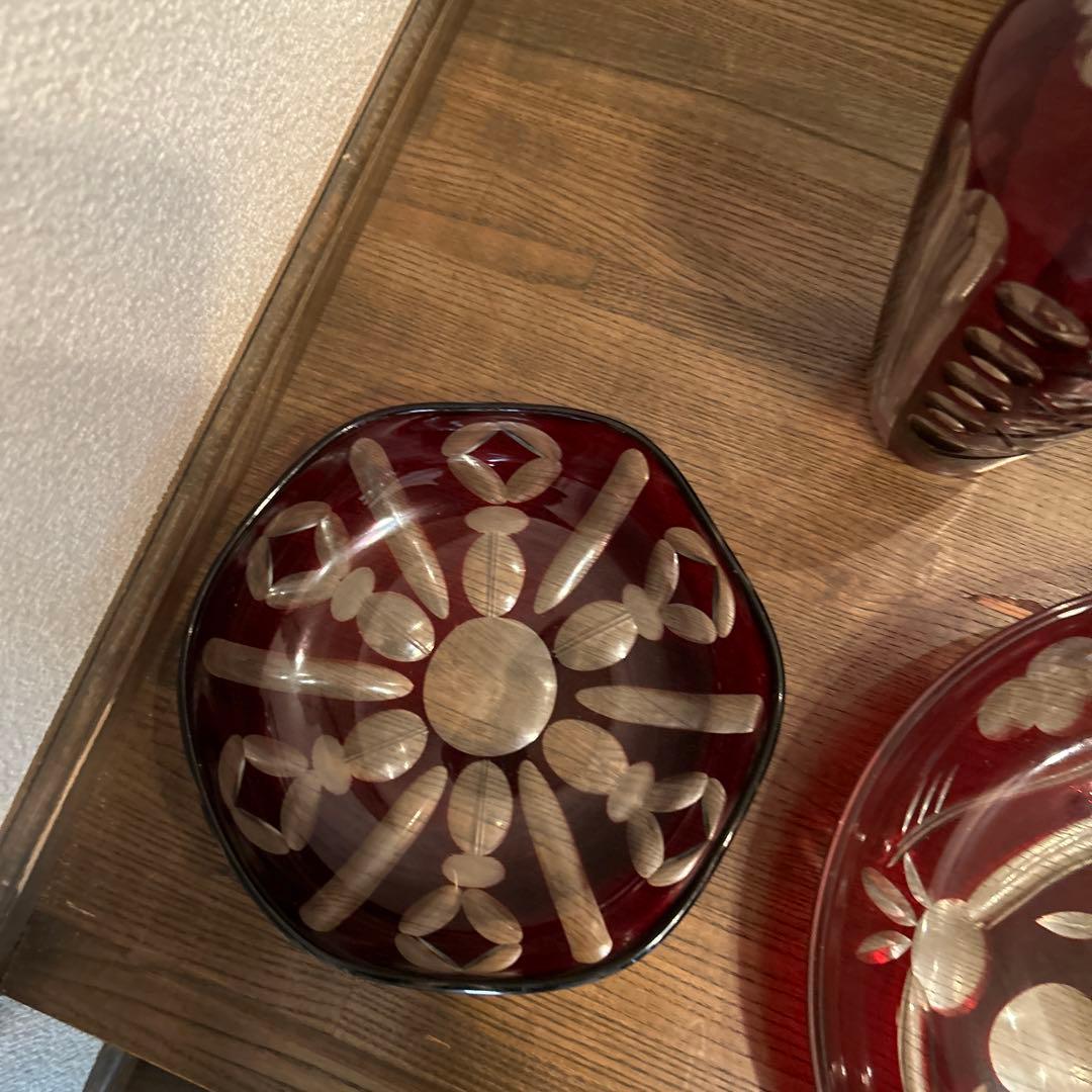 昭和レトロ　大正ガラス　アンティーク　大皿　花瓶