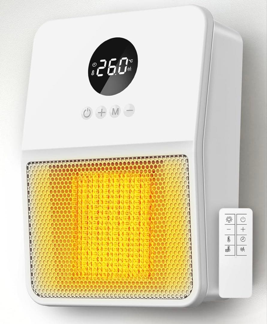 壁掛けヒーター 人感センサー付き セラミックヒーター ホワイト